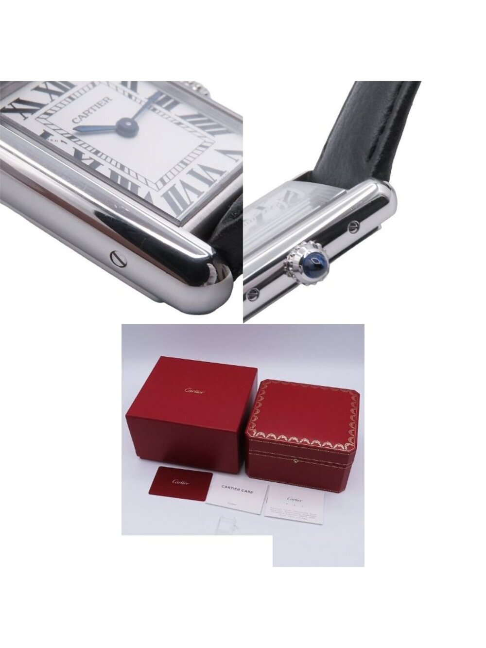 Cartier Tank Must SM Silver Stainless Steel Leather Watch Quartz - Picture 8 of 9